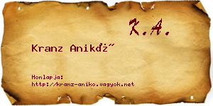 Kranz Anikó névjegykártya